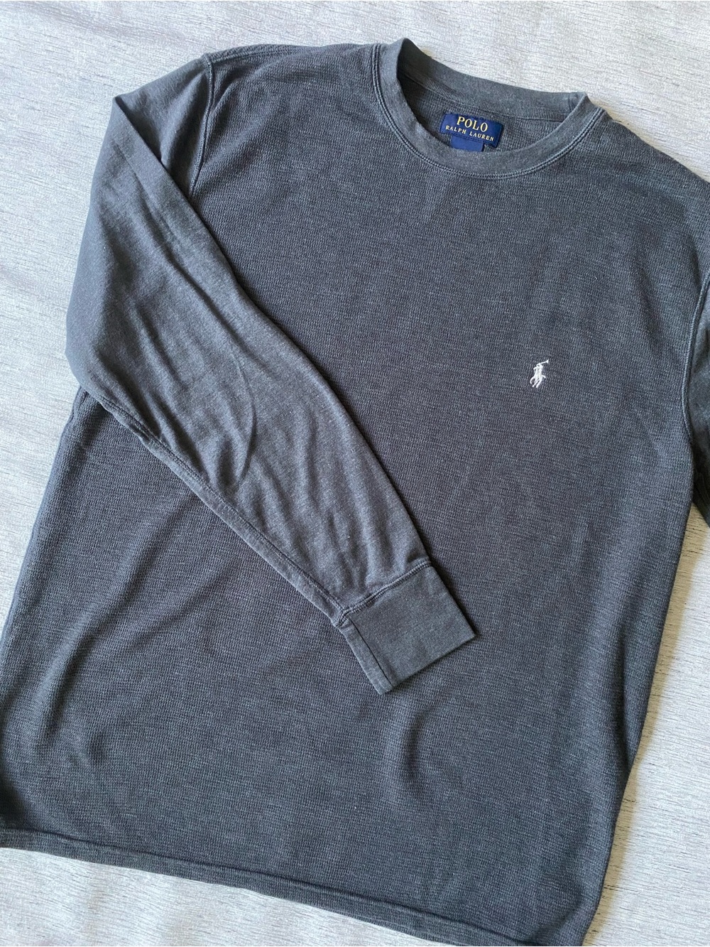 Polo by Ralph Lauren Men's Long-Sleeve Crewneck Shirt - Charcoal